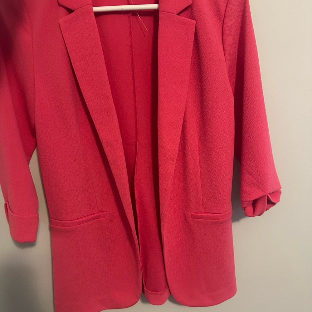 Maurices Pink Blazer with Notched Lapel and 3/4 Sleeves